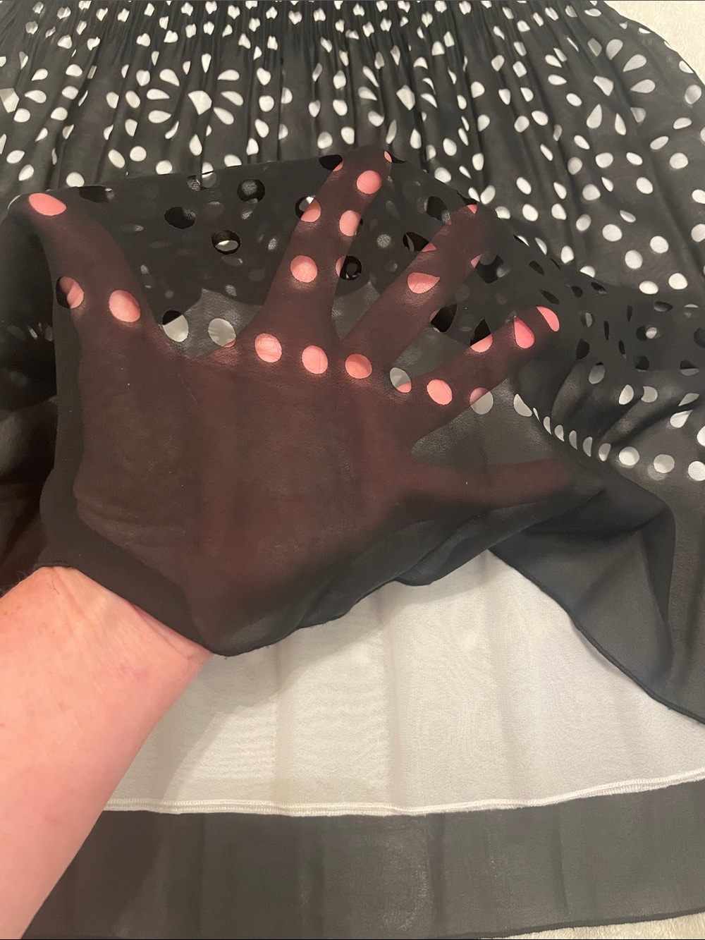 Veeca Pleated Black & White Fit-and-Flare Dress - Picture 3 of 8
